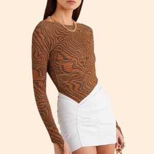Maisie Wilen Printed Mesh Bodysuit